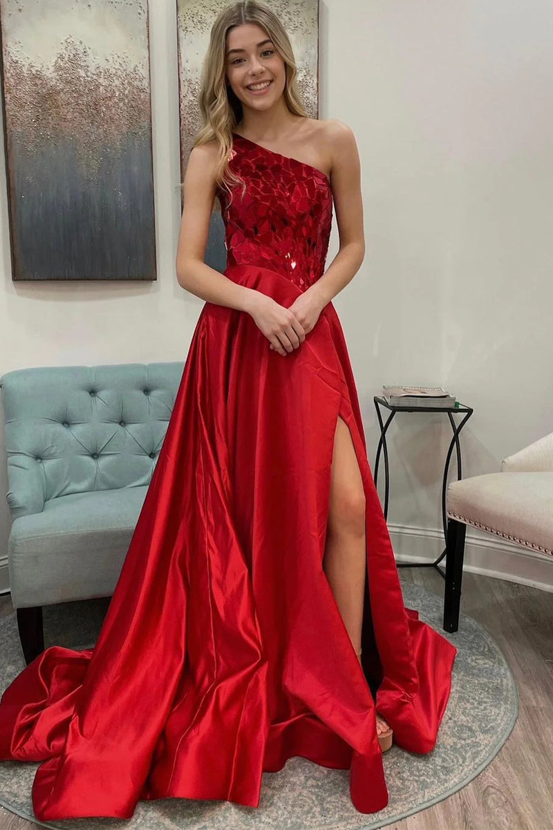 red one shoulder prom dresses 2022
