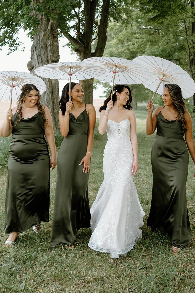 Satin Hunter Green Bridesmaid Dresses