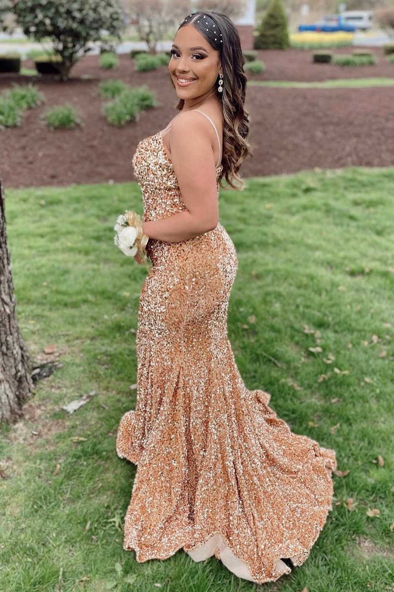 Gold Brown Prom Dresses