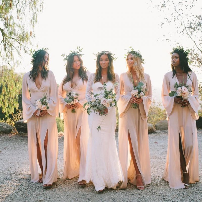 Boho bridesmaid store dresses with sleeves