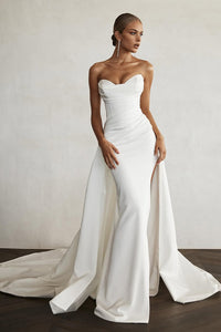 Mermaid Strapless Ivory Satin Wedding Dresses VK021707