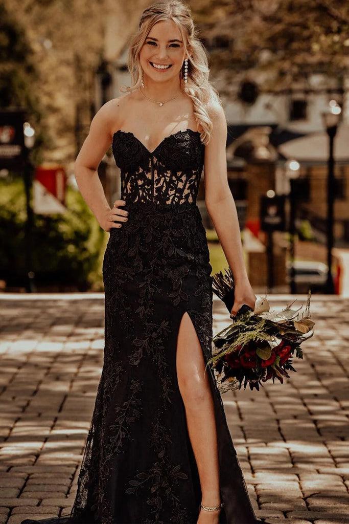 Ladivine 2164 Black Prom Dress Long Fitted off the shoulder Sheer 3D L –  Glass Slipper Formals