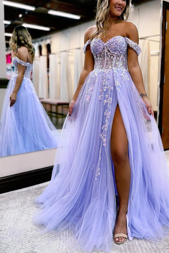 Purple Tulle Short Party Dress, Cute A-Line Off Shoulder Prom Dress US 16 / Custom Color