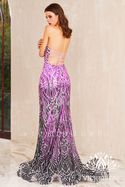 Charming Gradient Sequins Sweetheart Mermaid Long Prom Dress VK23121907