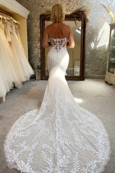 Elegant Mermaid Sweetheart Lace Wedding Dresses VK24102101