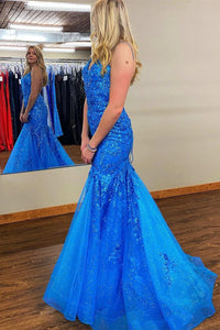 Chamring Mermaid V Neck Sequins Lace Long Prom Dresses VK24101707