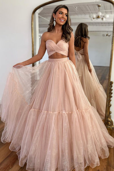 Sweet A-Line Sweetheart Long Tulle Prom Dress With Detachable Sleeves VK24030101