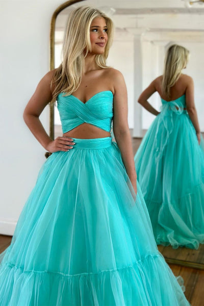 Sweet A-Line Sweetheart Long Tulle Prom Dress With Detachable Sleeves VK24030101