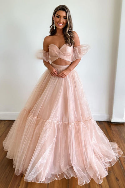 Sweet A-Line Sweetheart Long Tulle Prom Dress With Detachable Sleeves VK24030101