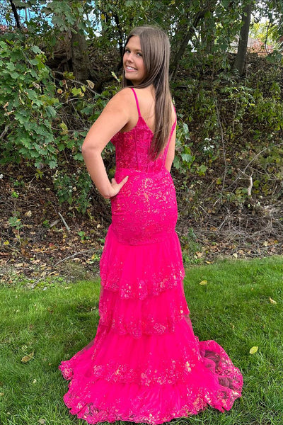 Charming Mermaid Sweetheart Pink Sequins Long Prom Dresses with Appliques VK24101901