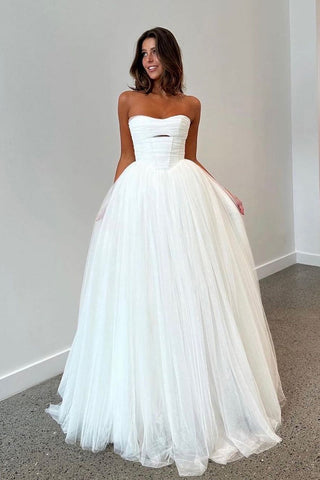 Fairy Ball Gown Sweetheart Tulle Long Wedding Dresses VK073194