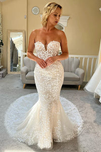 Elegant Mermaid Sweetheart Lace Wedding Dresses VK24102101