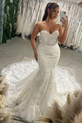 Fairy Mermaid Sweetheart Lace Wedding with Appliques VK24112206