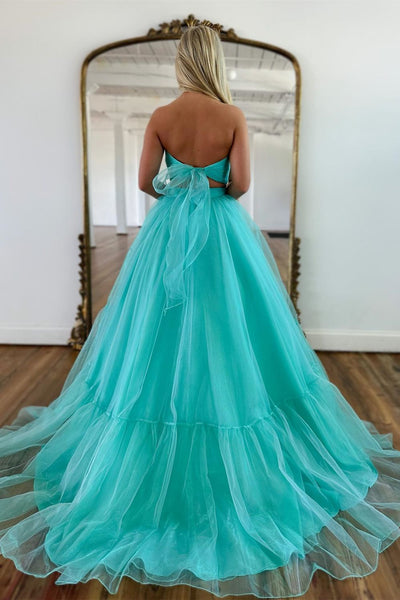 Sweet A-Line Sweetheart Long Tulle Prom Dress With Detachable Sleeves VK24030101