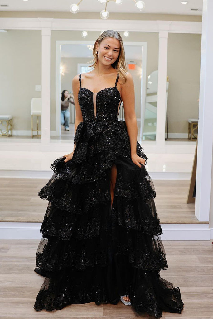 Long Lace Prom Dress with Removable Tulle Skirt
