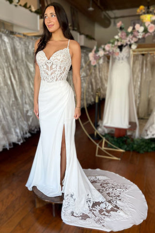 Chic Mermaid Sweetheart Long Wedding Dresses with Appliques