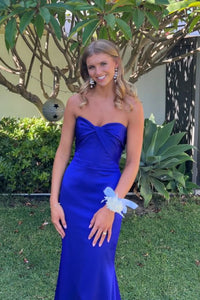 Charming Mermaid Sweetheart Royal Blue Satin Prom Dresses VK020105