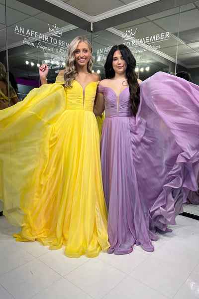 Fairy A Line Off the Shoulder Chiffon Long Prom Dresses VK24101403