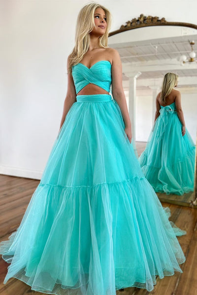 Sweet A-Line Sweetheart Long Tulle Prom Dress With Detachable Sleeves VK24030101